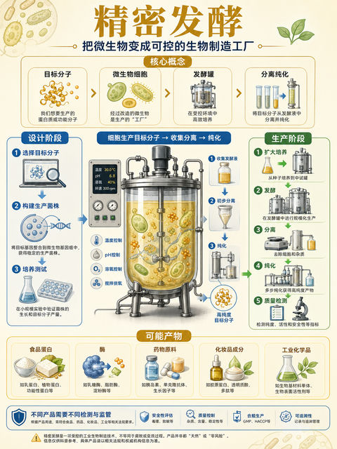 精密发酵：微生物变身未来生物制造工厂 - AI图片提示词示例
