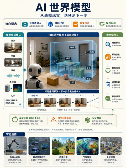 揭秘AI世界模型：从感知到预测全流程 - AI图片提示词示例
