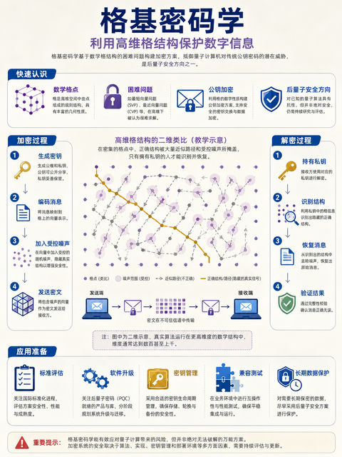 后量子时代格基密码学安全百科图解 - AI图片提示词示例