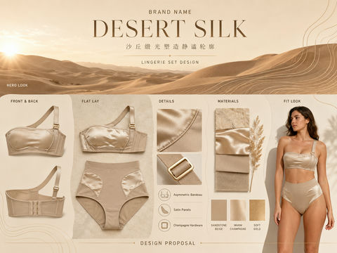 沙丘缎光静奢风高级内衣设计提案全案 - AI图片提示词示例