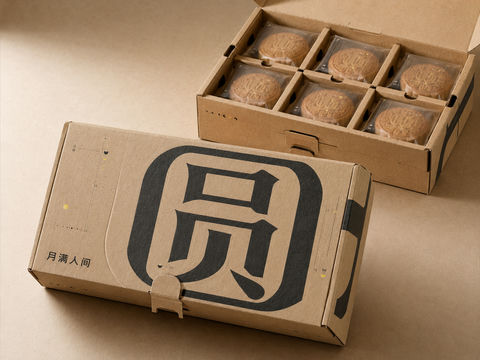 极简纸艺美学中秋月饼礼盒设计图 - AI图片提示词示例