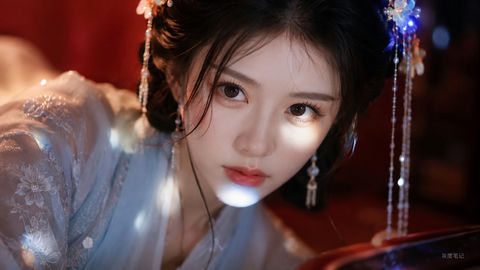 超写实东方女性汉服特写电影级摄影 - AI图片提示词示例