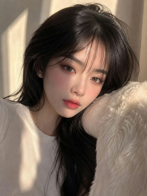 奢华东亚女性美容杂志人像大片 - AI图片提示词示例