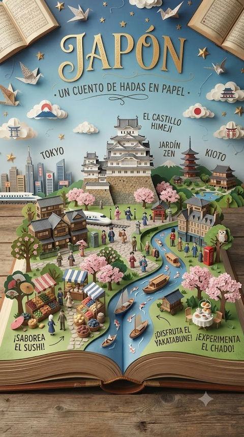 3D立体纸雕童话绘本景观模型 - AI图片提示词示例