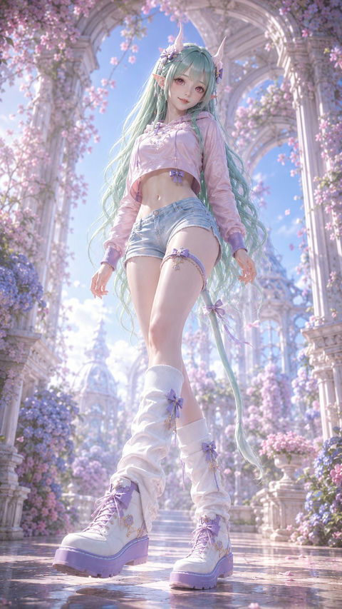 东方幻想甜酷少女3D角色海报 - AI图片提示词示例