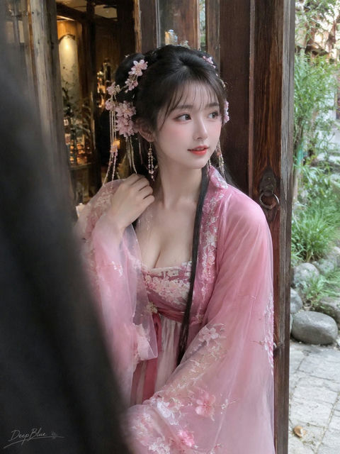 iPhone真实抓拍古风汉服美女 - AI图片提示词示例