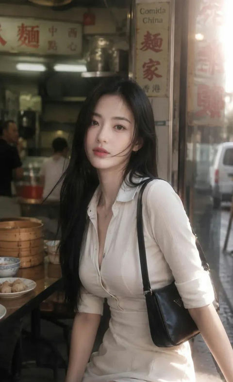 港风街头与韩系妆容胶卷感少女 - AI图片提示词示例