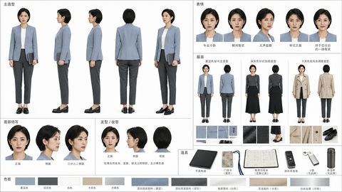 豪门复仇剧：忠诚秘书全方位角色设定集 - AI图片提示词示例