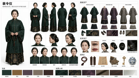 权谋深重的明风主母裴令仪人物资产设定板 - AI图片提示词示例