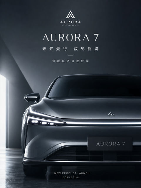 极简奢华新能源车新品发布视觉KV - AI图片提示词示例