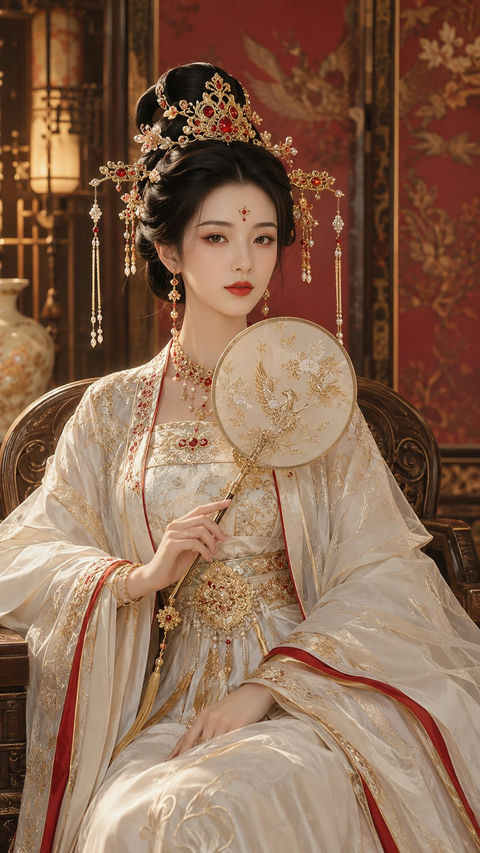 唐风仙侠贵女精修写真海报 - AI图片提示词示例