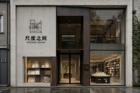 尺度之间建筑感工作室门头设计 - AI图片提示词示例