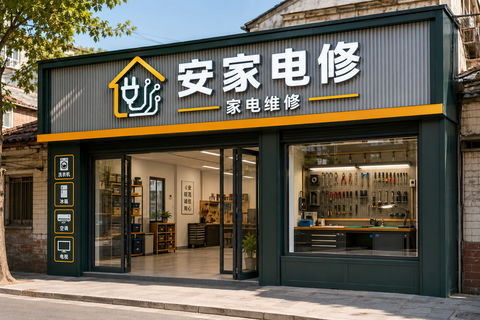 简约务实安家电修社区门店设计 - AI图片提示词示例