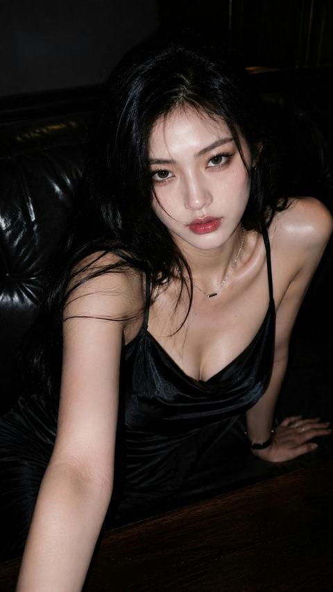 CCD直闪冷欲猫系妆夜色写真 - AI图片提示词示例
