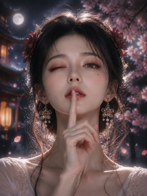 超写实东方幻想女性电影肖像 - AI图片提示词示例