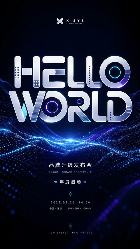 未来数字连接中空粒子光环科技感海报 - AI图片提示词示例
