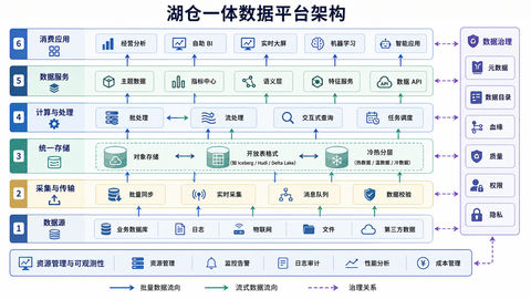 企业级湖仓一体数据中台架构蓝图 - AI图片提示词示例