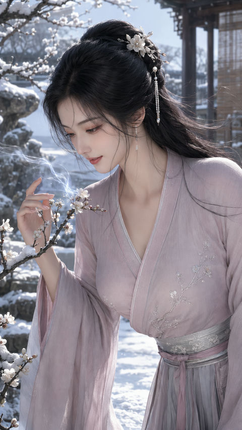 梅雪山庄：寒香识脉的唐风香药师 - AI图片提示词示例