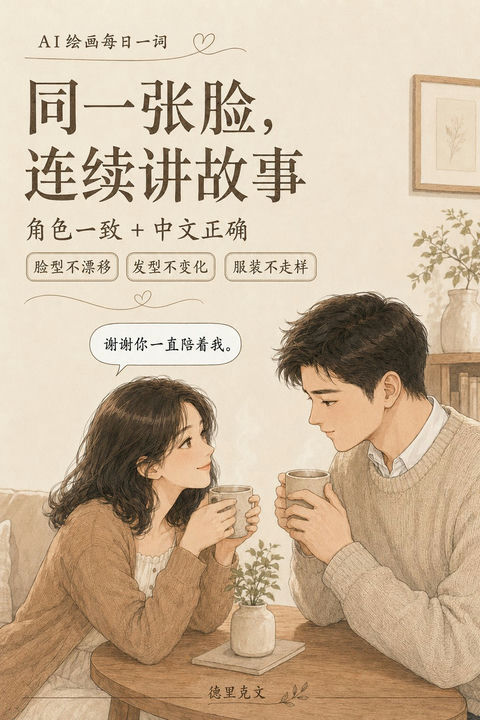 日式温情治愈四格漫画手绘风格 - AI图片提示词示例