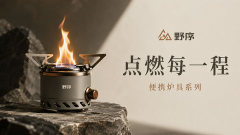 户外露营便携炉具品牌官方视觉大片 - AI图片提示词示例