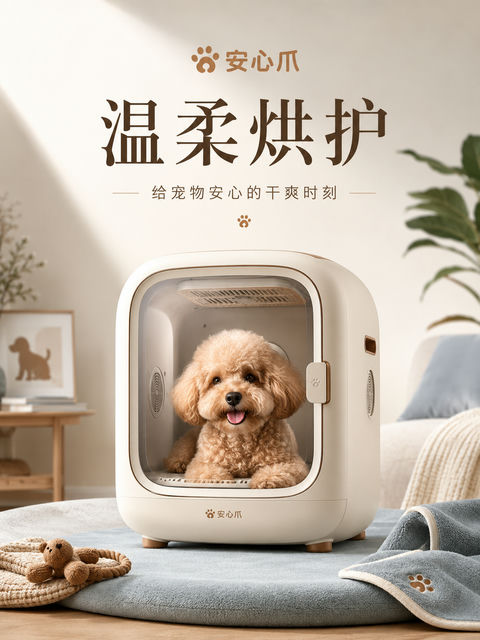 宠物护理烘干箱高端商业品牌KV大片 - AI图片提示词示例