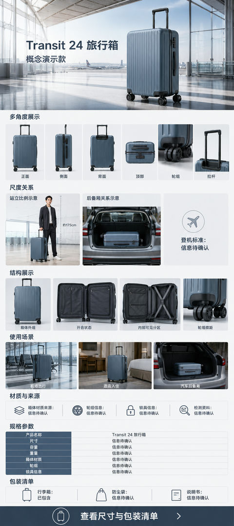 商务旅行箱高端电商详情页长图设计 - AI图片提示词示例