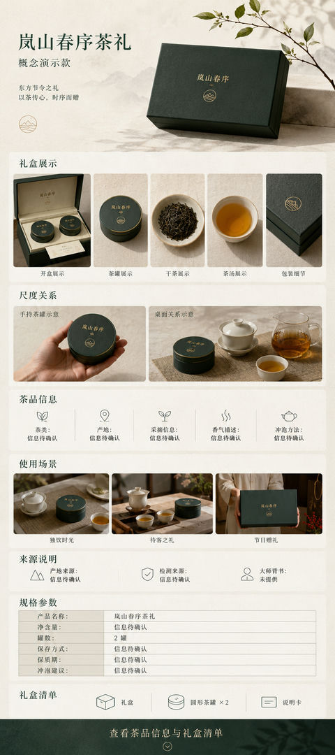 岚山春序：当代东方美学绿意茶礼盒详情页 - AI图片提示词示例