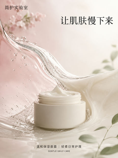 1. 极简护肤美学面霜商业海报 - AI图片提示词示例