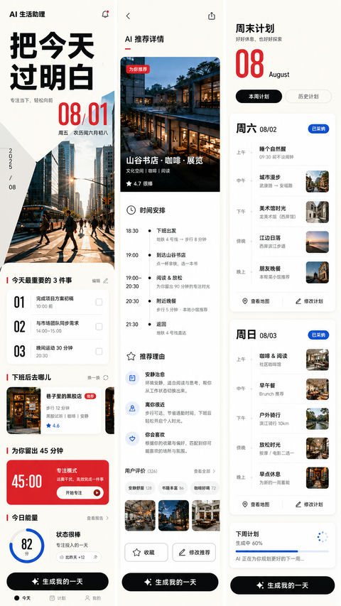 都市青年AI生活助手大字报刊风界面设计 - AI图片提示词示例