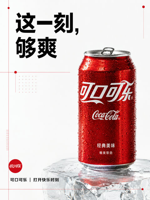 瑞士极简风可口可乐都市青年海报 - AI图片提示词示例