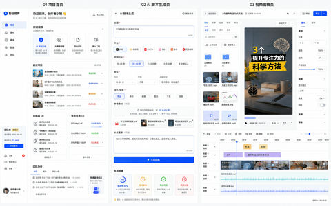 专业级AI短视频创作平台桌面端UI界面设计 - AI图片提示词示例