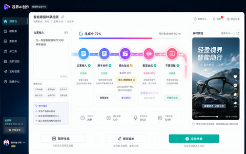 灵感跃动AI短视频创作平台高保真UI界面 - AI图片提示词示例
