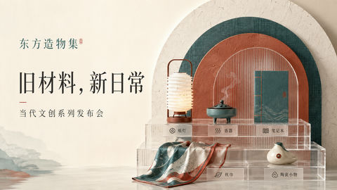 东方造物集：当代文创发布会极简海报 - AI图片提示词示例
