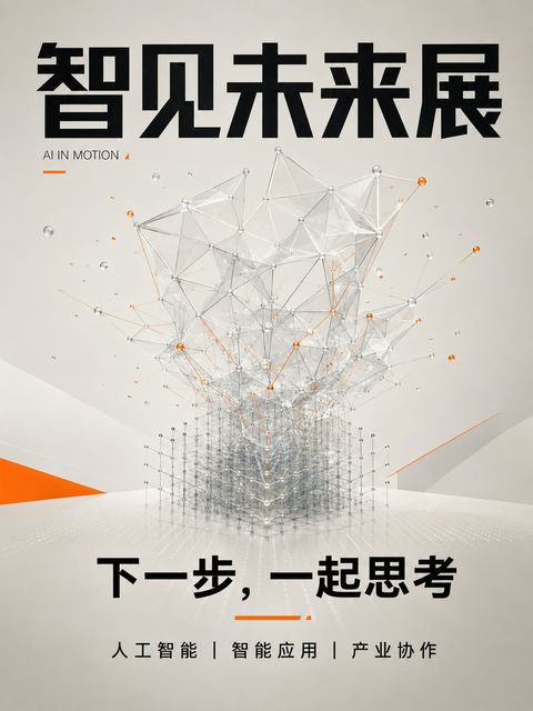 智见未来：共生时代的AI产业视觉海报 - AI图片提示词示例