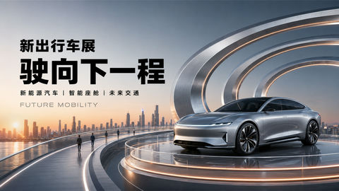 未来感新能源车展视觉海报设计 - AI图片提示词示例