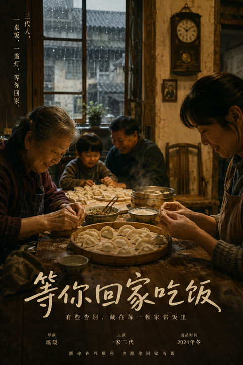 岁月流转中的温情守候与归家饭菜 - AI图片提示词示例