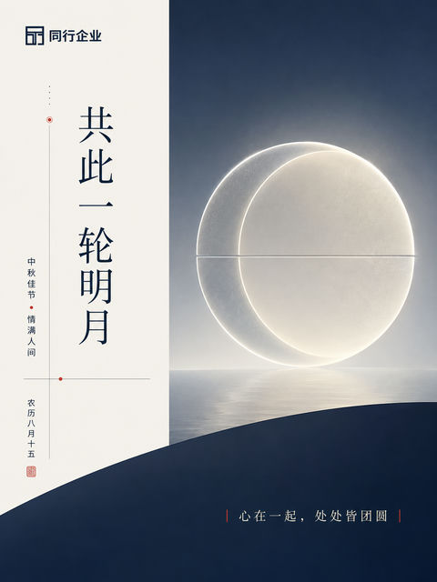 瑞士极简风企业中秋品牌视觉海报设计 - AI图片提示词示例