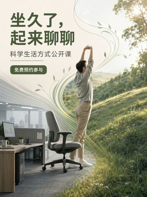 职场人健康觉察科学生活公开课海报 - AI图片提示词示例