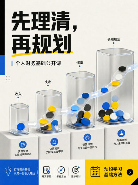 职场新人理财基础课现代商业海报 - AI图片提示词示例