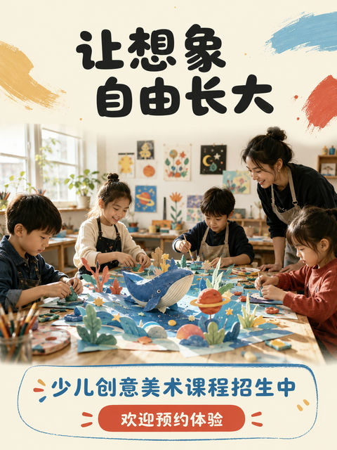 创意少儿美术课让想象力自由生长 - AI图片提示词示例