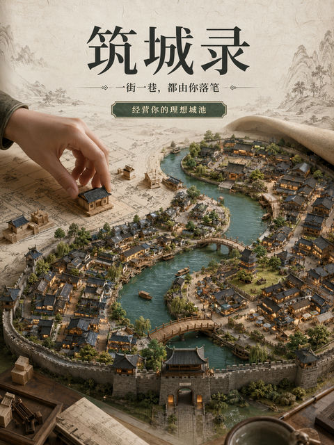 筑城录：指尖勾勒出的新中式古城蓝图 - AI图片提示词示例