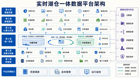企业级实时湖仓一体数据中台架构蓝图 - AI图片提示词示例