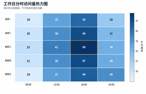 工作日分时流量矩阵热力图分析 - AI图片提示词示例