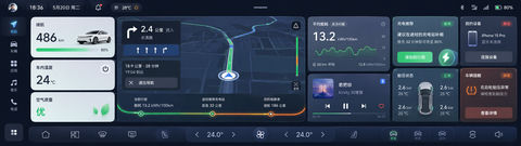 极简未来感新能源汽车智能座舱超宽屏 UI 设计 - AI图片提示词示例