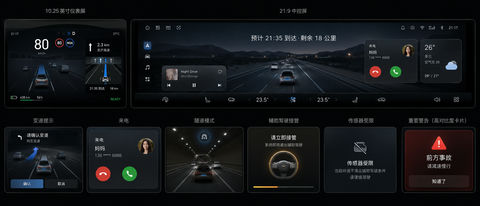 极简黑曜石质感新能源汽车智能座舱UI设计 - AI图片提示词示例