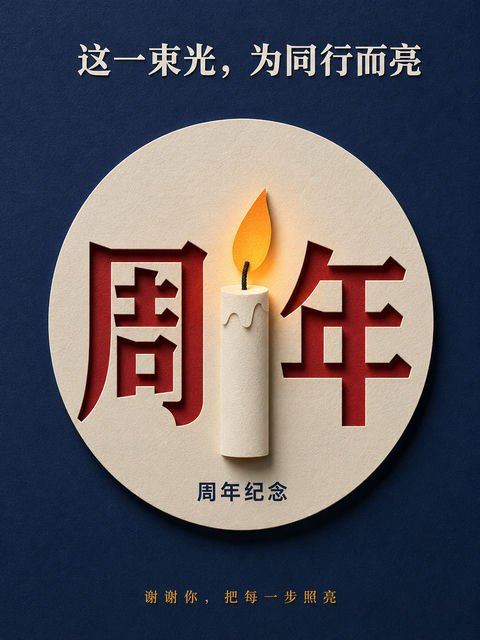 守护之光五层纸雕周年海报 - AI图片提示词示例