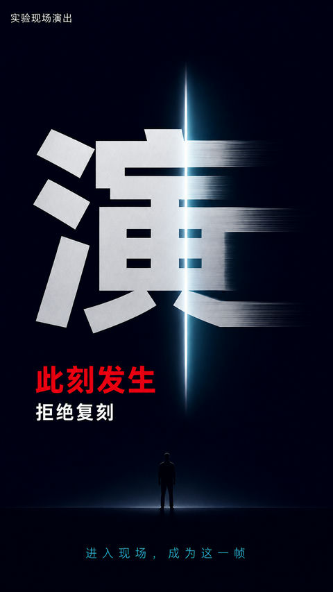 极简实验派数字演出动态海报首帧 - AI图片提示词示例