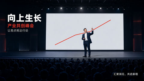 向上生长：产业峰会主视觉海报设计 - AI图片提示词示例