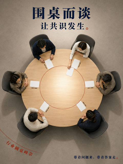 圆桌峰会共识之光招募海报 - AI图片提示词示例