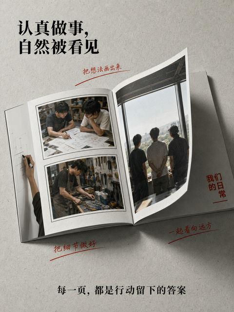极简主义品牌故事册杂志风海报 - AI图片提示词示例